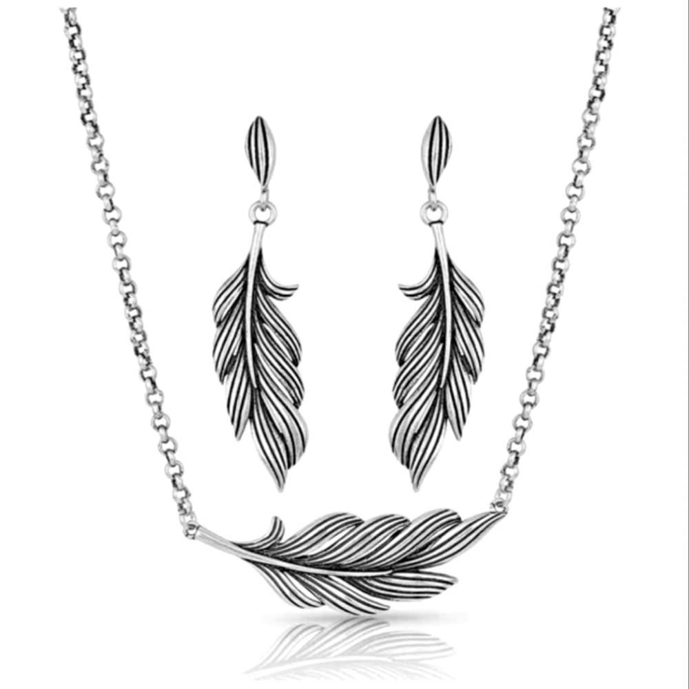 Montana Silversmith Ladies Singleton Feather Jewelry Set NEW Retail $95